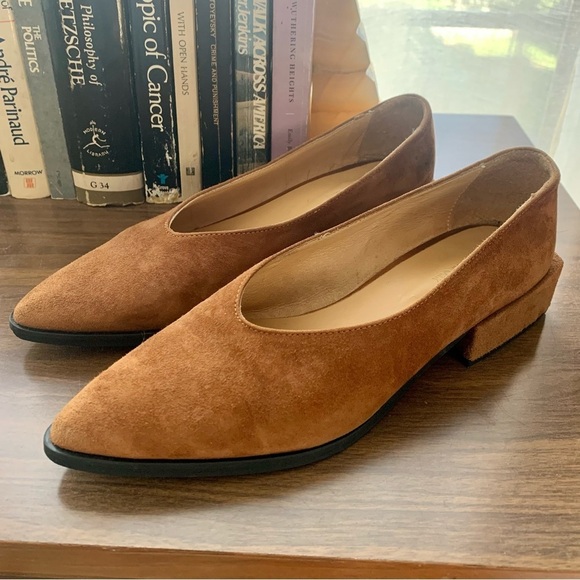 Frank & Oak Shoes - Frank and Oak Cognac Suede Square Kitten Heels Women's Size 8